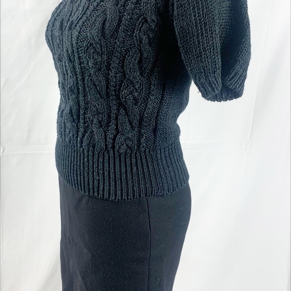 Vintage Jones New York Hand-Knit Black Short Sleeve Sweater - Picture 2 of 8